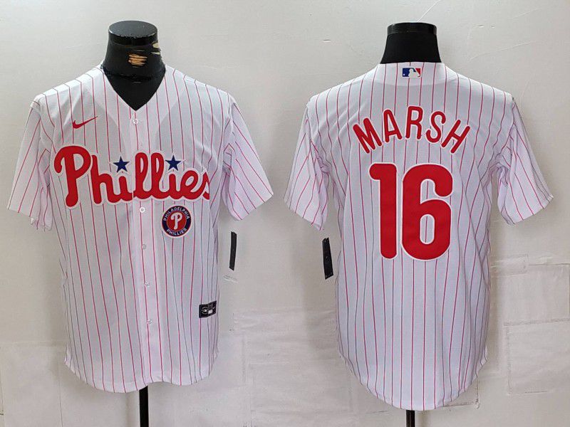 Men Philadelphia Phillies #16 Marsh White stripe Nike Game 2024 MLB Jersey style 3->philadelphia phillies->MLB Jersey